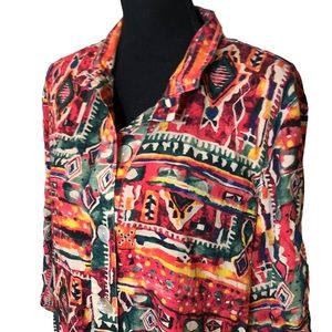 A La Carte vibrant abstract print top M